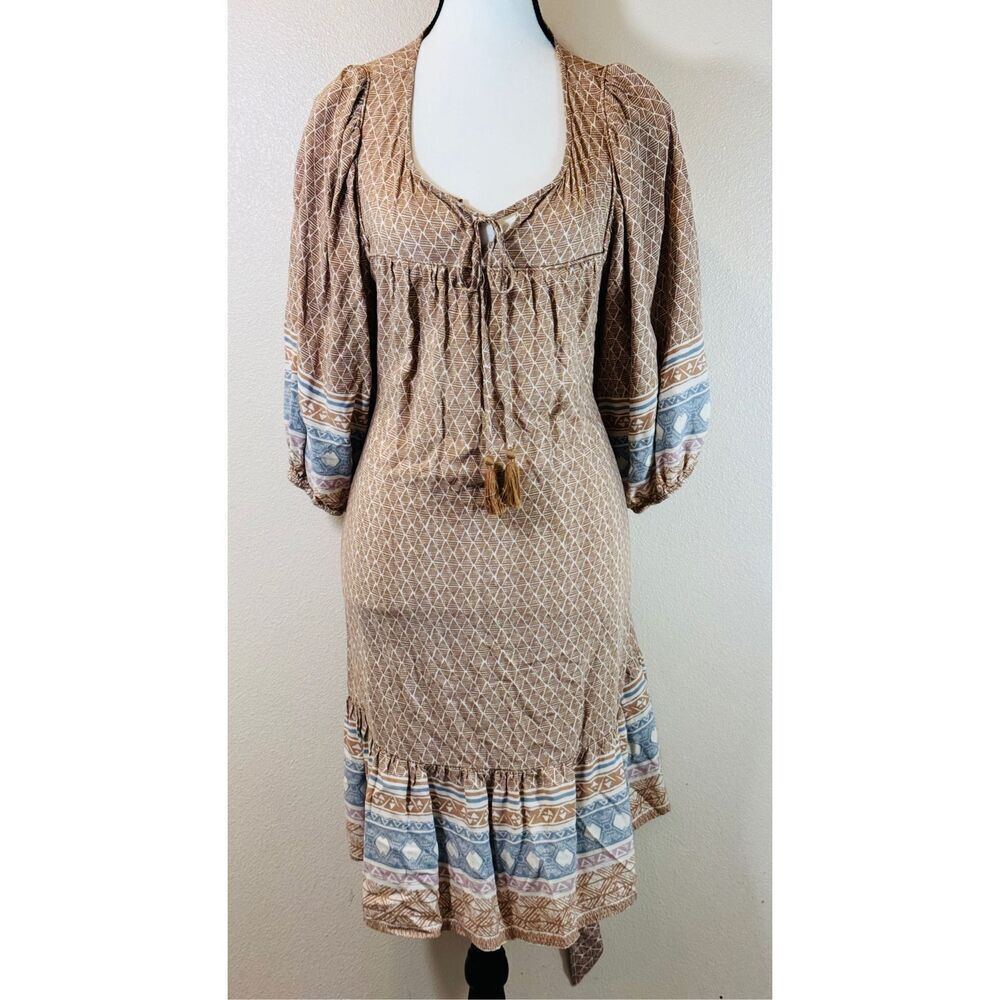 Calista Puff Sleeve Bohemian Dress with Pockets Women's Large
